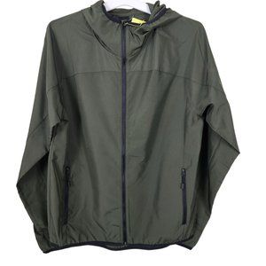 All In Motion Men Size Medium Jacket Dark Green Water Repellent Lightweight Zip
